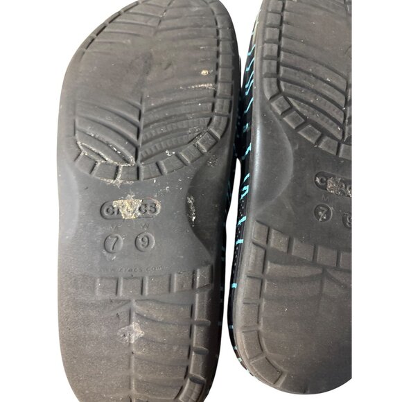 Crocs Mens Size 7 Black & Blue Iconic Comfort Slip-On Sandals - Picture 6 of 6